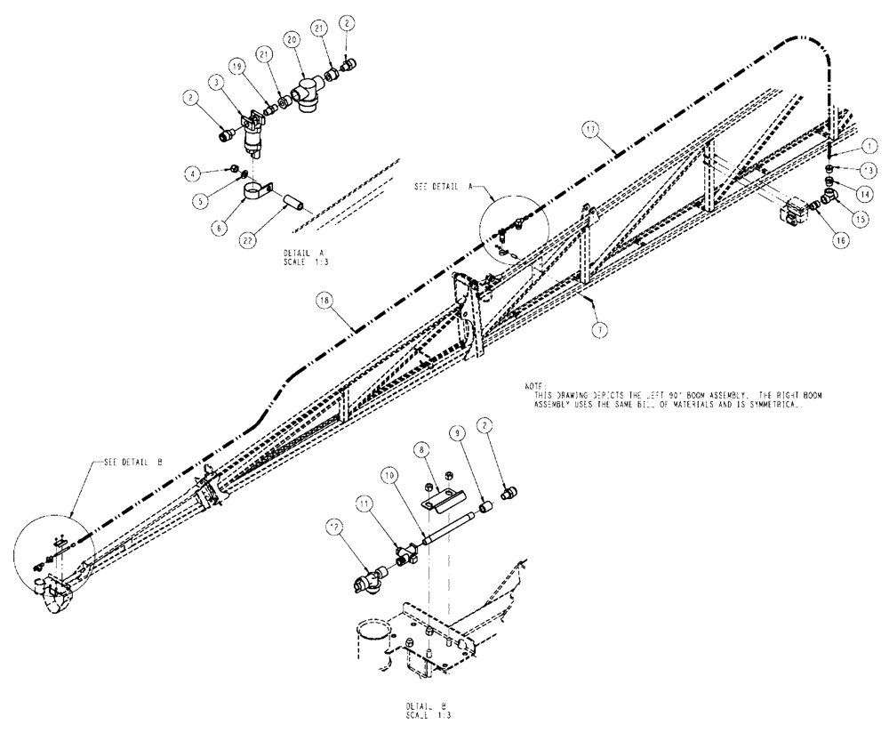 Схема запчастей Case IH SPX4410 - (11-014) - NOZZLE SPACING GROUP, HIGH VOLUME, BOOM, FENCE ROW Options