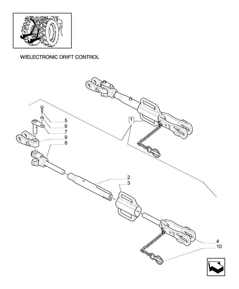 Схема запчастей Case IH MXU110 - (1.89.6/02C) - IMPLEMENT LINKAGE DEVICE WITH TELESCOPIC ARMS - ADJUSTABLE LIFT-ROD (09) - IMPLEMENT LIFT