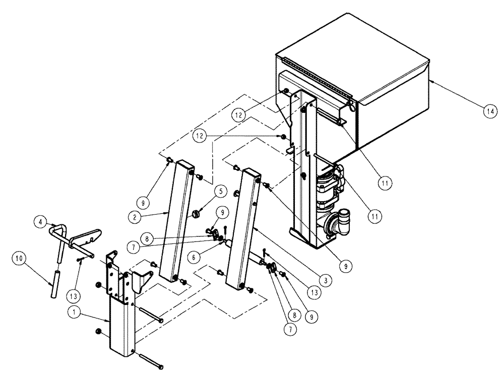 Схема запчастей Case IH SPX3200 - (11-008) - CHEMICAL INDUCTOR TANK GROUP W/LINKAGE Options