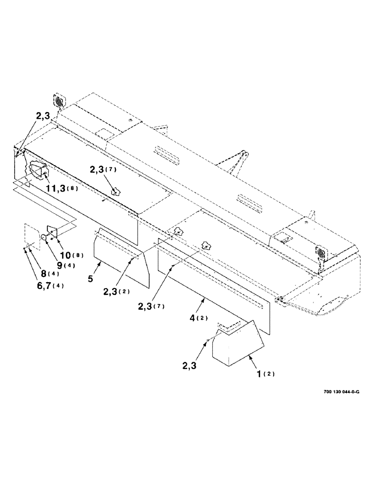 Схема запчастей Case IH 8850 - (7-10) - CURTAIN ASSEMBLY (90) - PLATFORM, CAB, BODYWORK AND DECALS