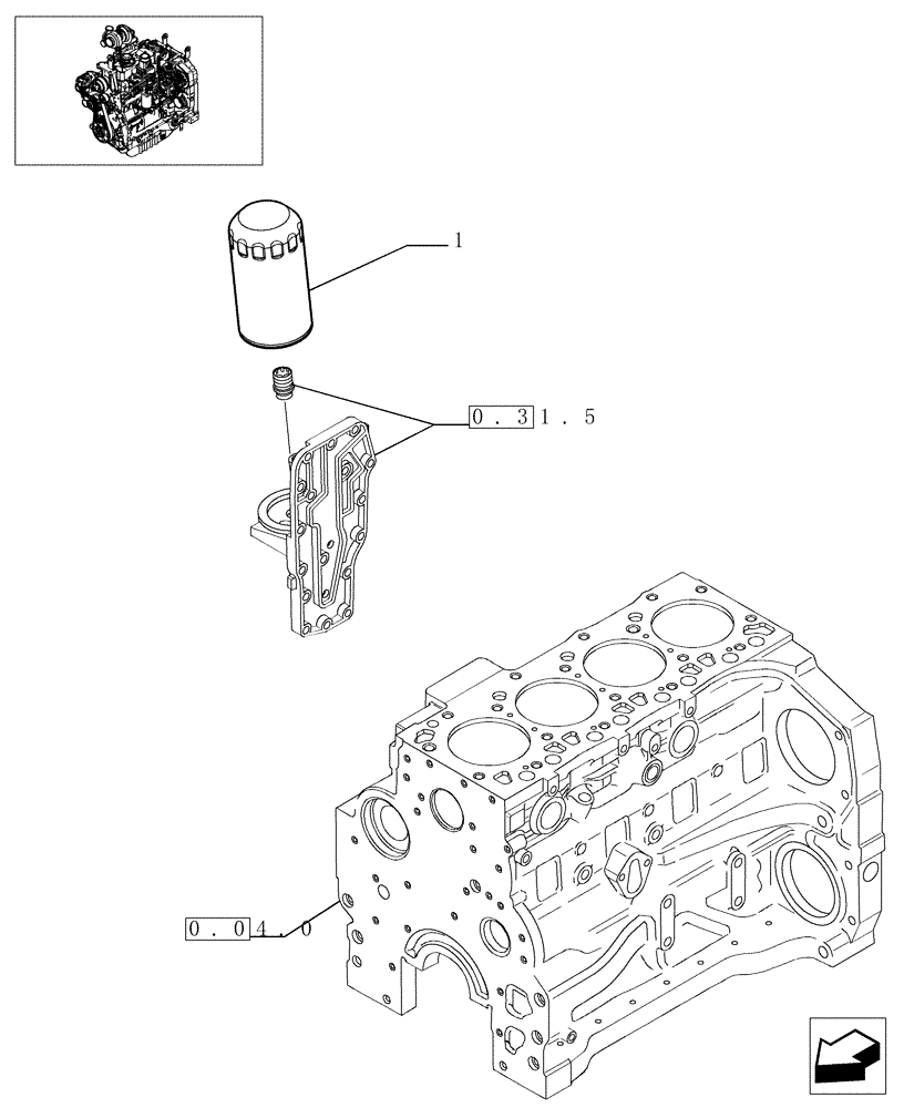 Схема запчастей Case IH MXU110 - (0.30.2) - OIL FILTERS ENGINE (01) - ENGINE