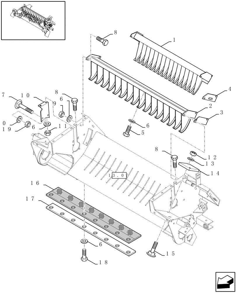 Схема запчастей Case IH RBX341 - (13.08[01]) - FEEDER AND CROPCUTTER ASSEMBLY, FRAME (13) - FEEDER