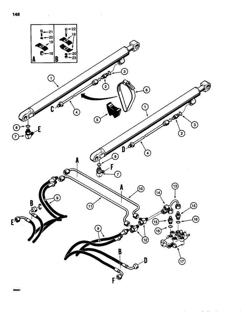 Схема запчастей Case IH 1835 - (148) - LOADER LIFT HYDRAULIC CIRCUIT (08) - HYDRAULICS