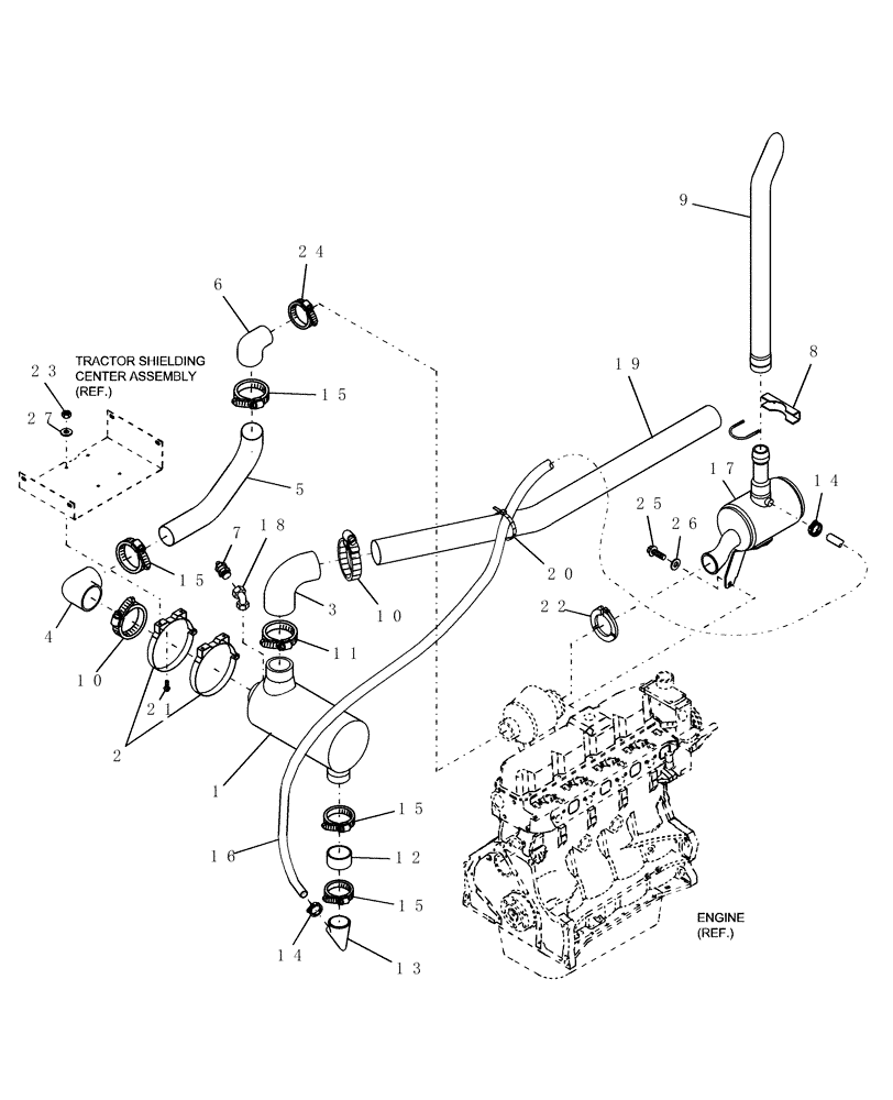 Схема запчастей Case IH WDX1101 - (060A) - AIR CLEANER, FILTERS & MUFFLER (10) - ENGINE