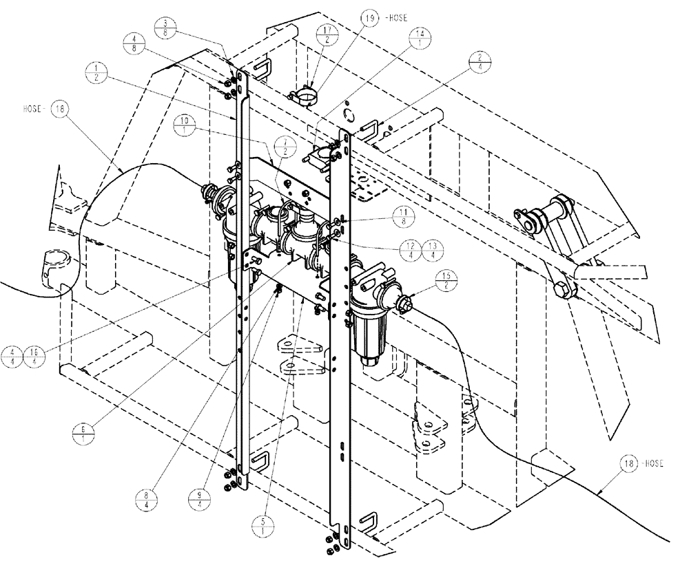 Схема запчастей Case IH SPX4410 - (09-047) - PLUMBING, CENTER SECTION, 6 SECTION, LO-FLOW Liquid Plumbing