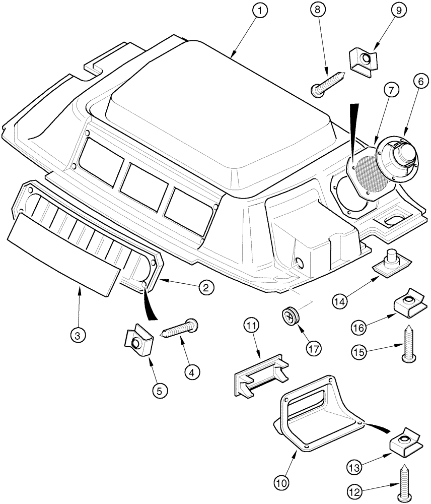 Схема запчастей Case IH MX150 - (09-32) - CAB HEADLINER TRIM (90) - PLATFORM, CAB, BODYWORK AND DECALS