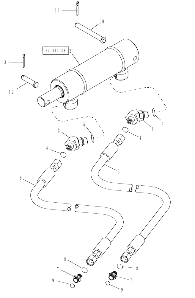 Схема запчастей Case IH 625 - (35.910.23) - FAN ENGAGEMENT CYLINDER SYSTEM (35) - HYDRAULIC SYSTEMS