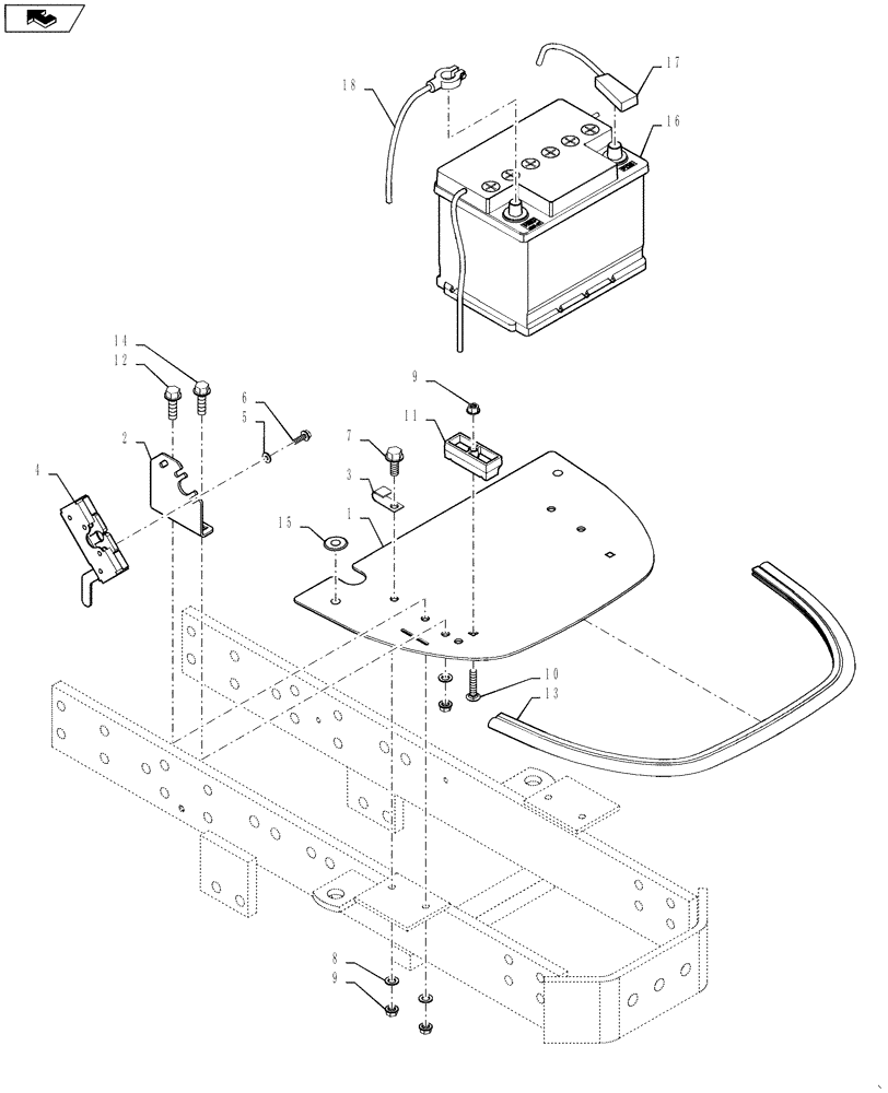 Схема запчастей Case IH D40 - (06.03.01) - BATTERY & BATTERY PLATE - REFER TO FIGURE NOTE FOR ON & ABOVE PIN # (06) - ELECTRICAL SYSTEMS