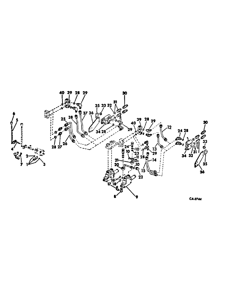 Схема запчастей Case IH 2856 - (F-26) - HYDRAULICS SYSTEM, SECOND AUXILIARY VALVE AND TUBES WITH LEVER ACTUATE HYDRAULIC, COUPLERS (07) - HYDRAULIC SYSTEM