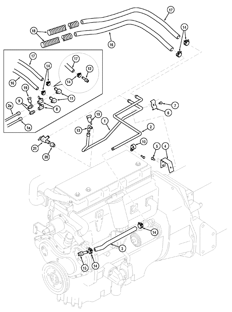 Схема запчастей Case IH CX70 - (02-06) - HEATER HOSES (02) - ENGINE