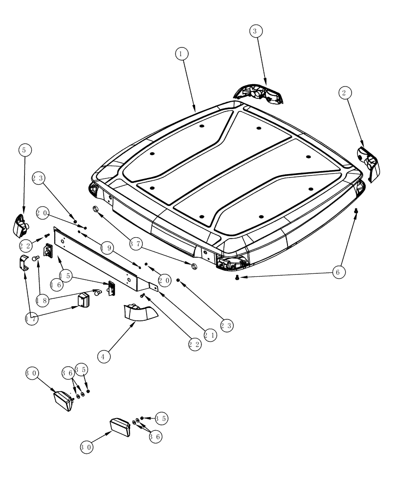 Схема запчастей Case IH MX240 - (04-32) - LAMPS CAB ROOF, EUROPE ONLY (04) - ELECTRICAL SYSTEMS