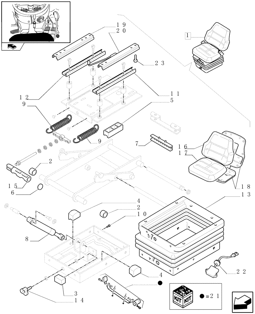 Схема запчастей Case IH FARMALL 65C - (1.92.85/07A) - FABRIC SEAT WITH SAFETY SWITCH - W/CAB - C6330 (10) - OPERATORS PLATFORM/CAB