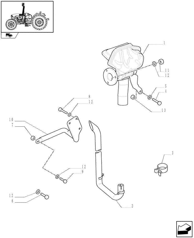 Схема запчастей Case IH FARMALL 65C - (1.15.1/05) - VERTICAL EXHAUST LESS GUARD SHIELD (VAR.331134) (02) - ENGINE EQUIPMENT