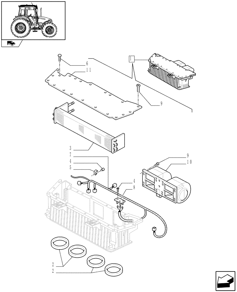 Схема запчастей Case IH FARMALL 90 - (1.92.94/ A[01]) - HEATER - BREAKDOWN - C7039 (10) - OPERATORS PLATFORM/CAB