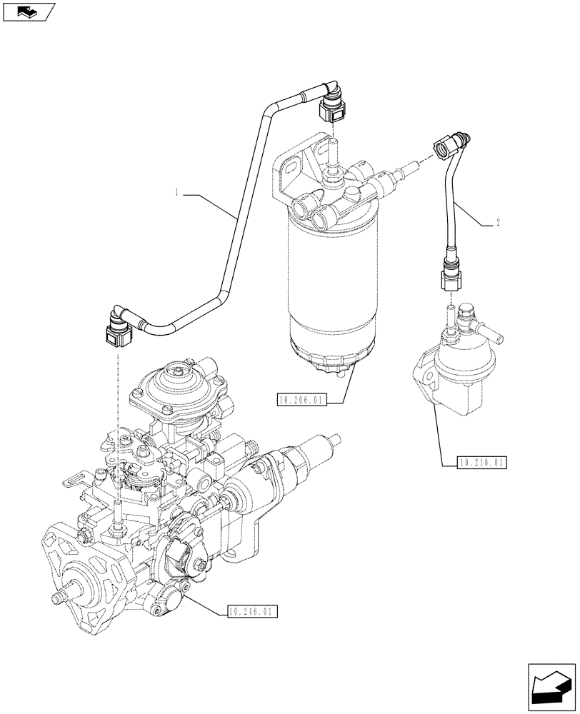 Схема запчастей Case IH F5AE9454J A002 - (10.210.02) - FUEL HOSE (10) - ENGINE