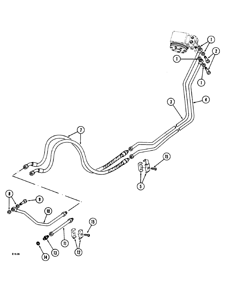 Схема запчастей Case IH 2140 - (5-14) - STEERING PIPES - MFD, VINEYARD VERSION ONLY, VERSION W/SINGLE PUMP, 2120, 2130 AND 2140 (05) - STEERING