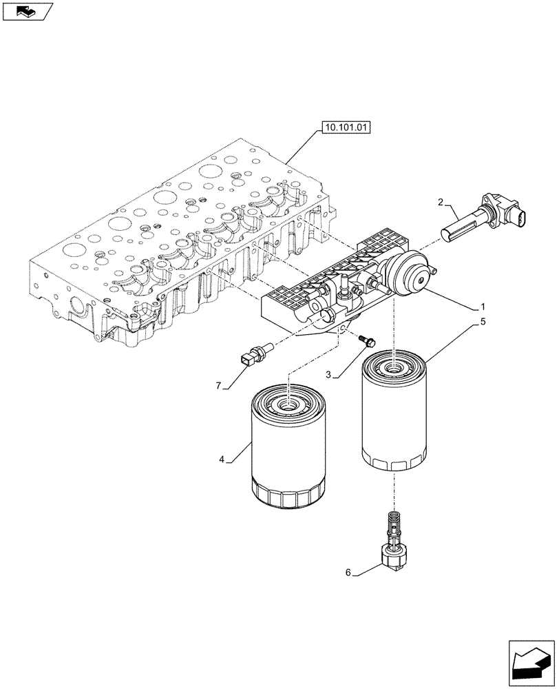 Схема запчастей Case IH F5DFL413A A001 - (10.206.01) - FUEL FILTER (504388832) (10) - ENGINE