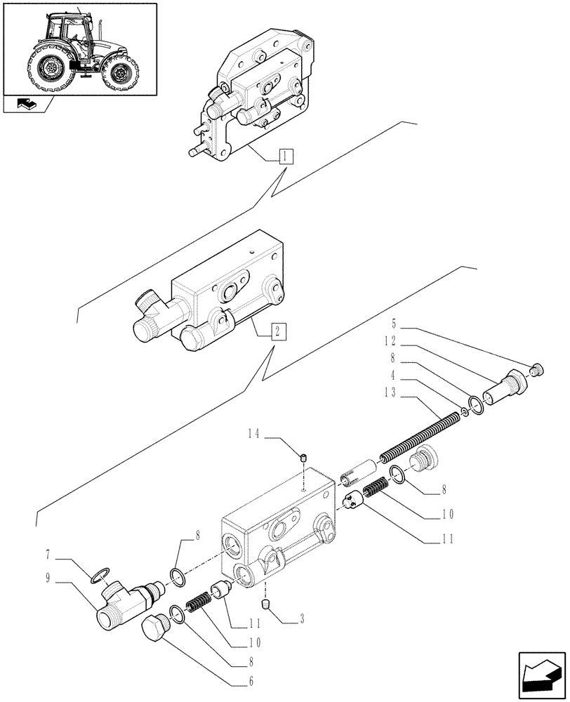 Схема запчастей Case IH FARMALL 90 - (1.29.6/ A[03]) - POWER SHUTTLE E SERVO PTO FOR DIFF. LOCK - PRESSURE CONTROL VALVE - BREAKDOWN (VAR.330120-331120) (03) - TRANSMISSION