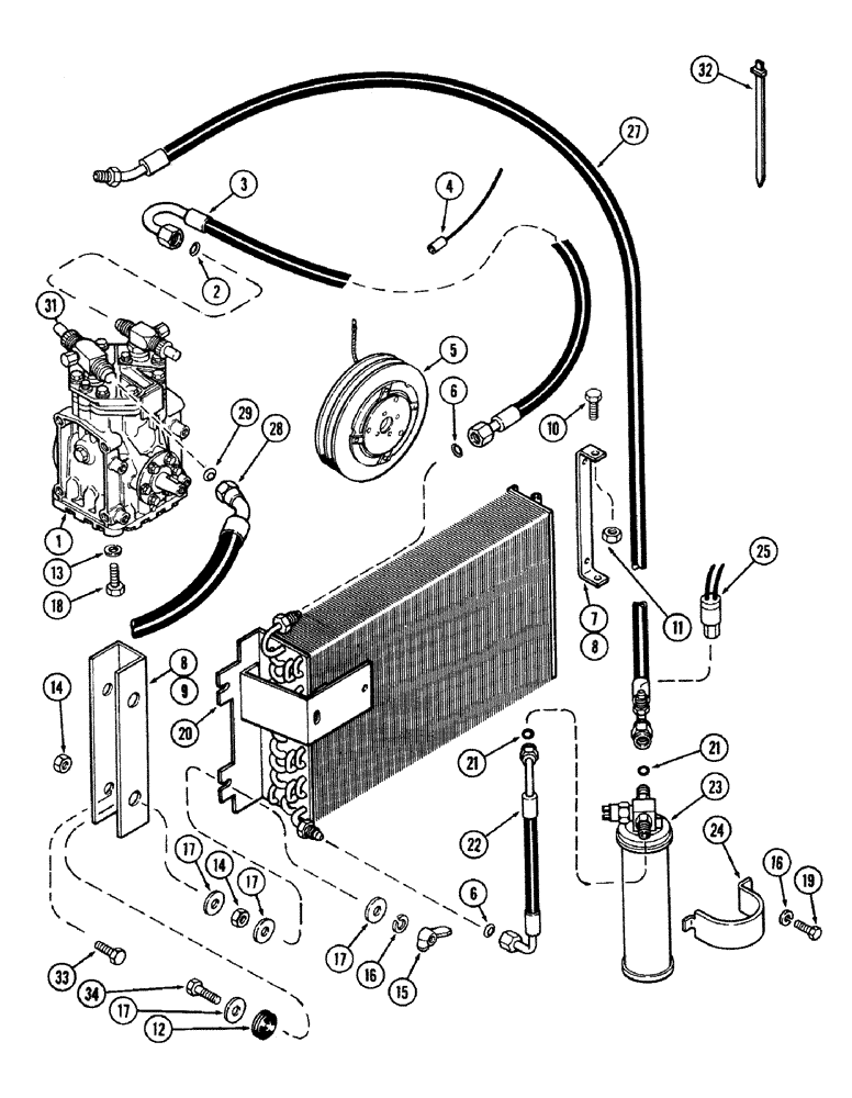 Схема запчастей Case IH 1490 - (P16-1) - CAB, CONDENSER AND RECEIVER-DRIER (10) - OPERATORS PLATFORM/CAB