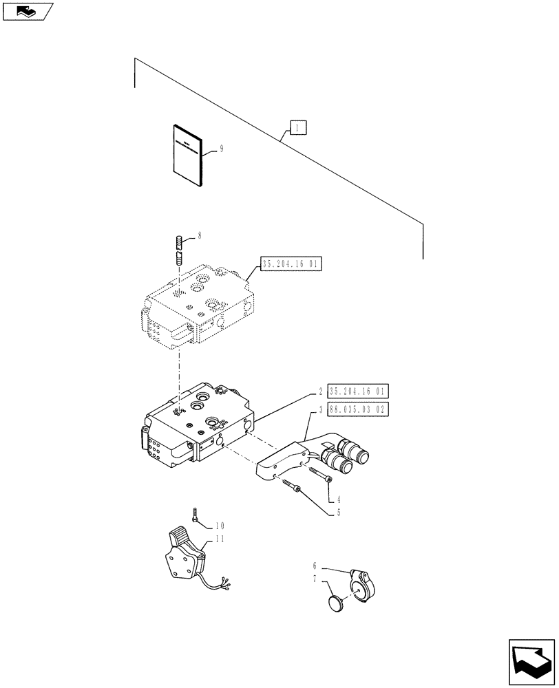 Схема запчастей Case IH PUMA 145 - (88.035.03[01]) - DIA KIT, ADDITIONAL ELECTROHYDRAULIC REMOTE SLICE (3 TO 4) (88) - ACCESSORIES