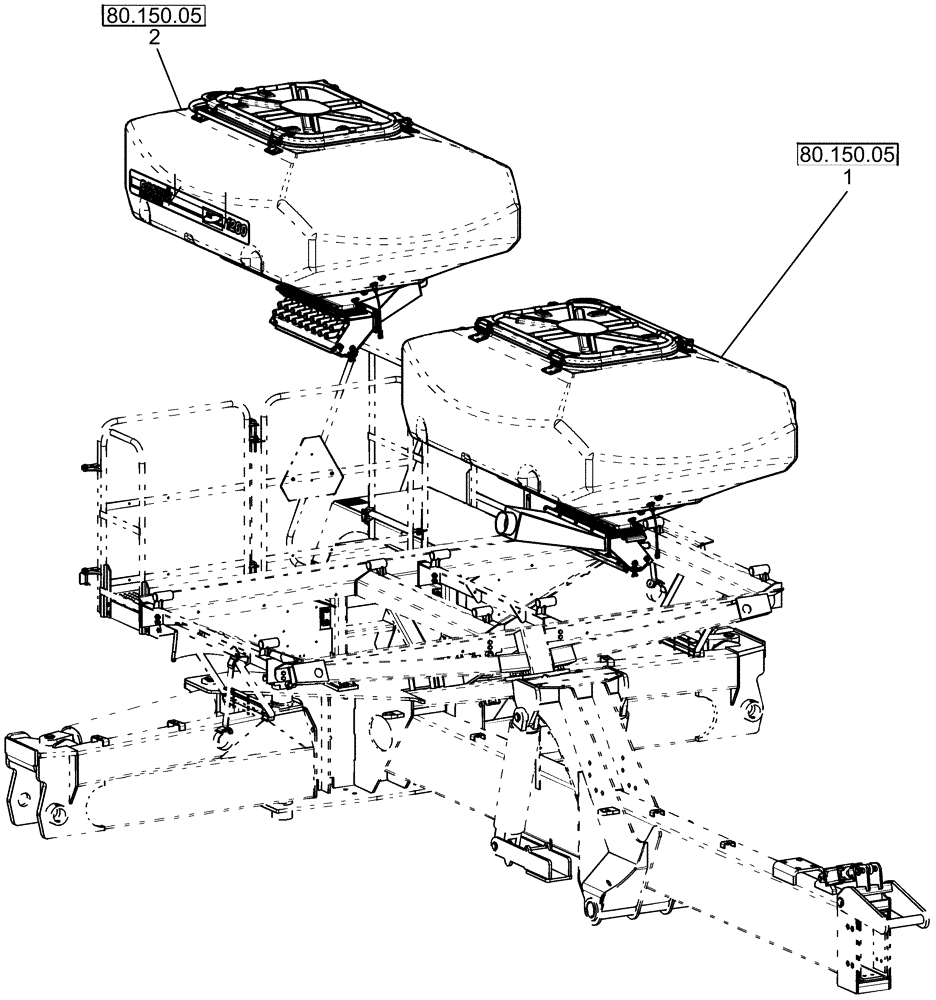 Схема запчастей Case IH 1260 - (80.150.04) - BULK FILL - TANK LAYOUT (80) - CROP STORAGE/UNLOADING