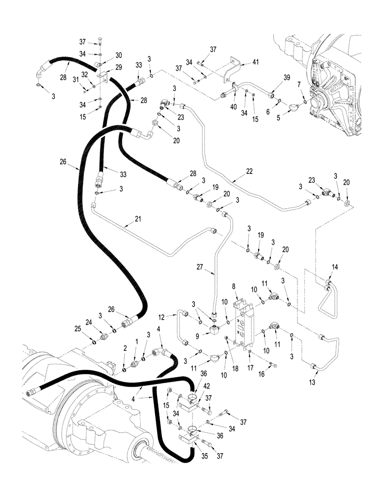 Схема запчастей Case IH STEIGER 330 - (08-08) - AXLE HYDRAULICS - AIR AND LUBRICATION CIRCUIT, WITH ACCUSTEER (08) - HYDRAULICS