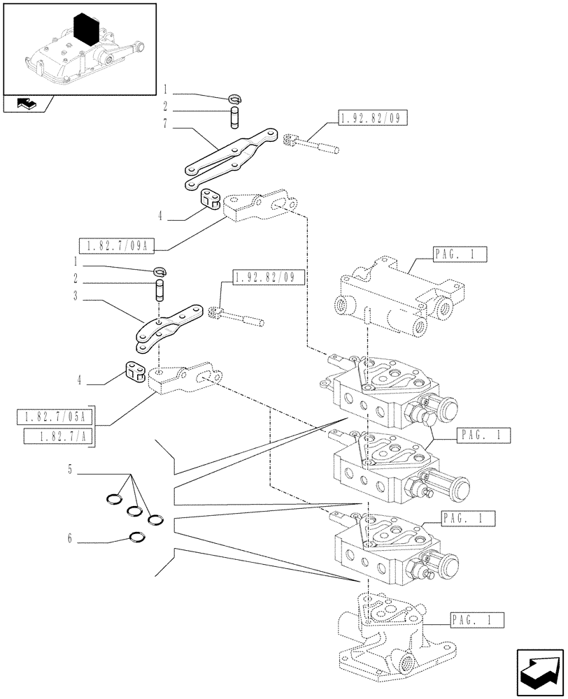 Схема запчастей Case IH FARMALL 65C - (1.82.7/10[02]) - 3 REAR REMOTE VALVES FOR EDC - RINGS (VAR.331195) (07) - HYDRAULIC SYSTEM