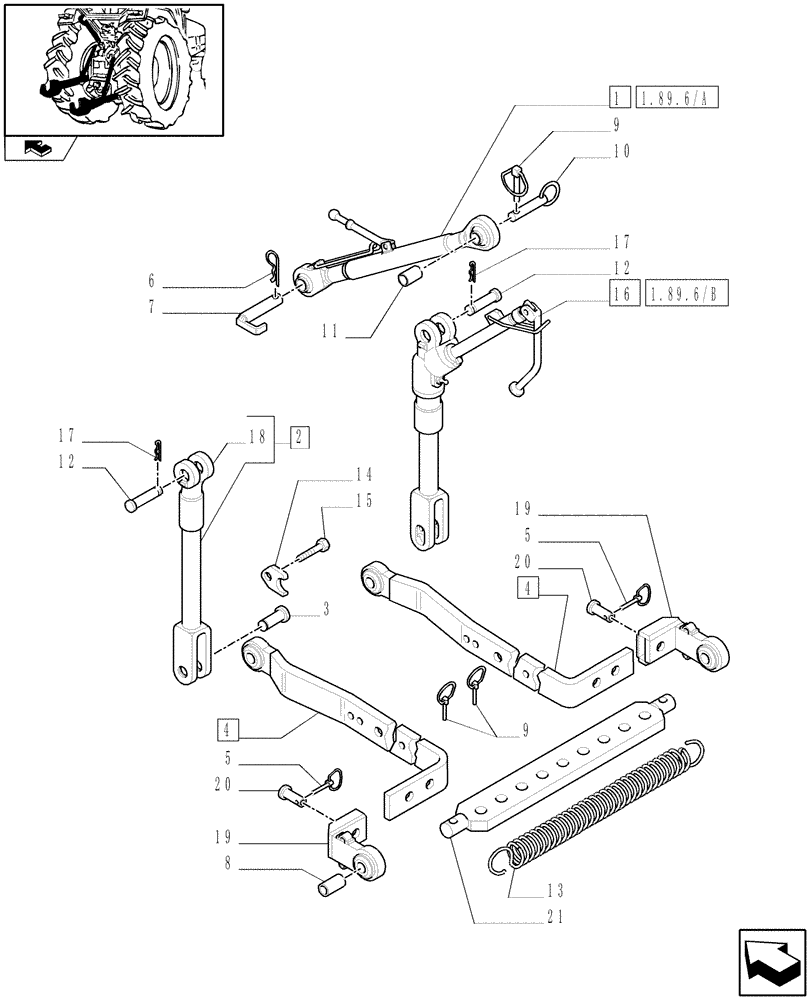 Схема запчастей Case IH FARMALL 105N - (1.89.6[03]) - IMPLEMENT CARRIER (09) - IMPLEMENT LIFT