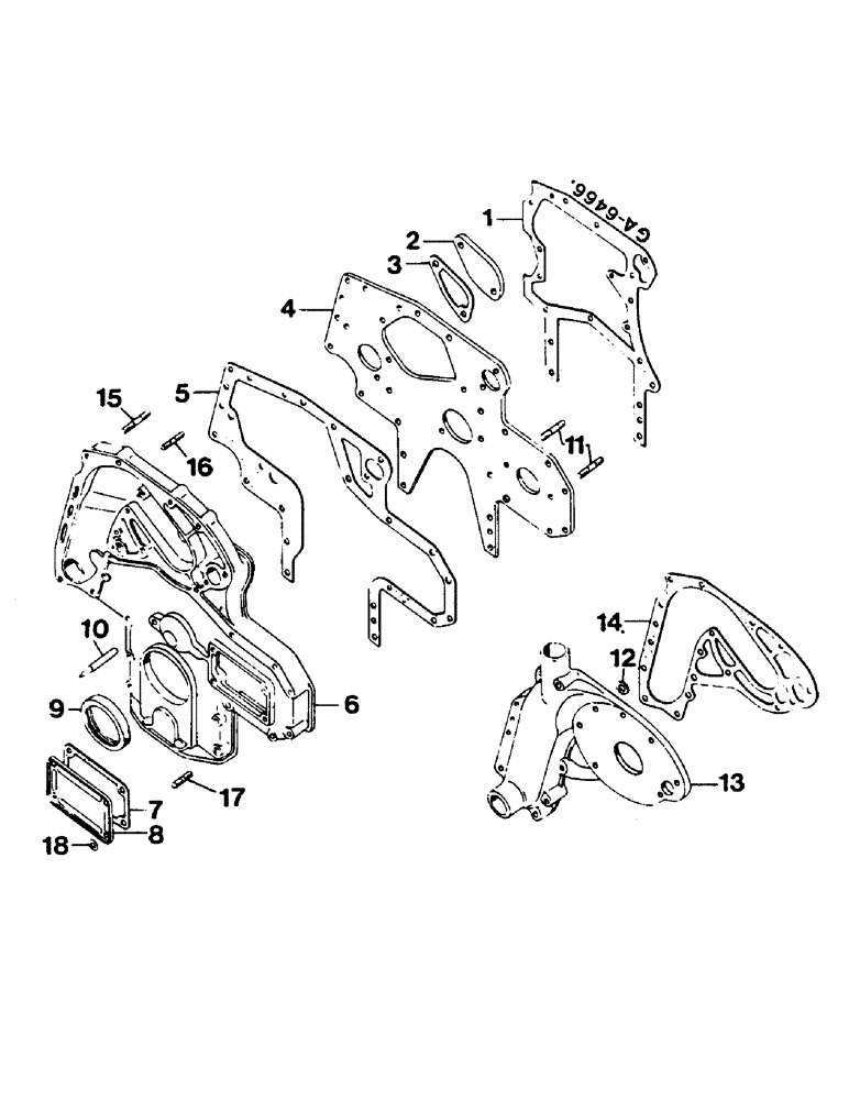 Схема запчастей Case IH 644 - (2J15) - CRANKCASE FRONT COVER Power