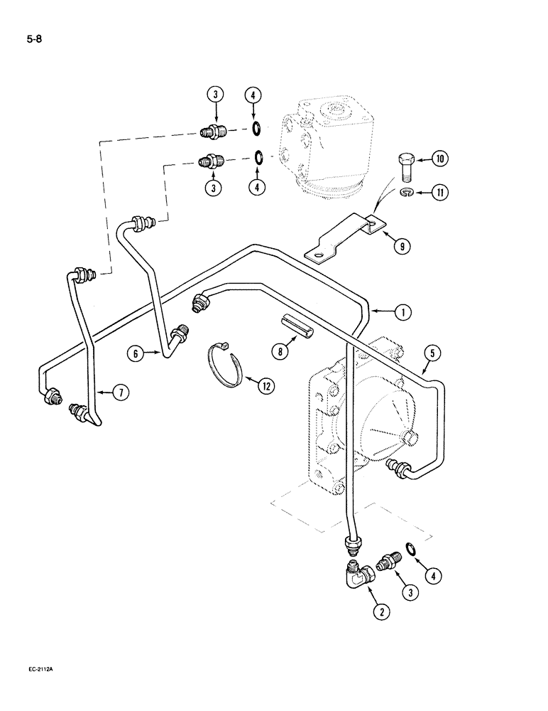 Схема запчастей Case IH 395 - (5-008[A]) - POWER STEERING TUBES, REAR, WITHOUT 2 SPEED POWER SHIFT, MFD TRACTOR W/MECHANICAL DOG CLUTCH (05) - STEERING