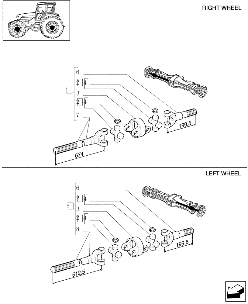 Схема запчастей Case IH JX90U - (1.40.0/104[02]) - (VAR.322) HIGH SPEED RING GEAR AND PINION - 4WD - HALF SHAFTS (04) - FRONT AXLE & STEERING