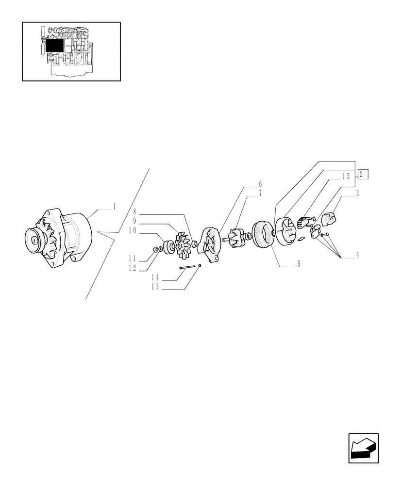 Схема запчастей Case IH JX80U - (0.40.0/ A) - ALTERNATOR (01) - ENGINE