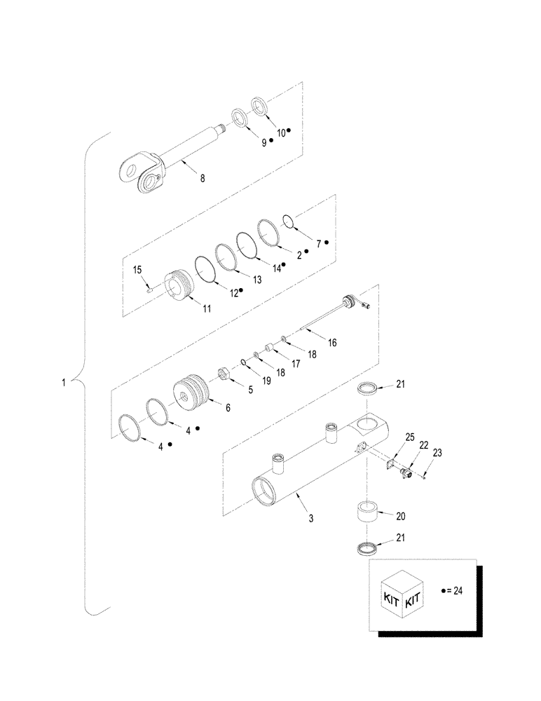 Схема запчастей Case IH STEIGER 330 - (05-09) - CYLINDER ASSY - STEERING, WITH SENSOR, BSN Z7F105371 (05) - STEERING