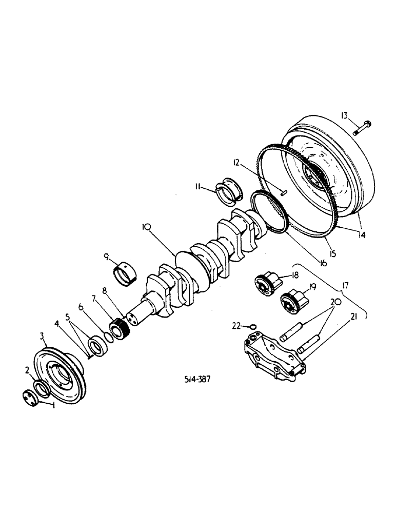 Схема запчастей Case IH 684 - (12-31) - POWER, CRANKSHAFT, FLYWHEEL AND BEARINGS Power