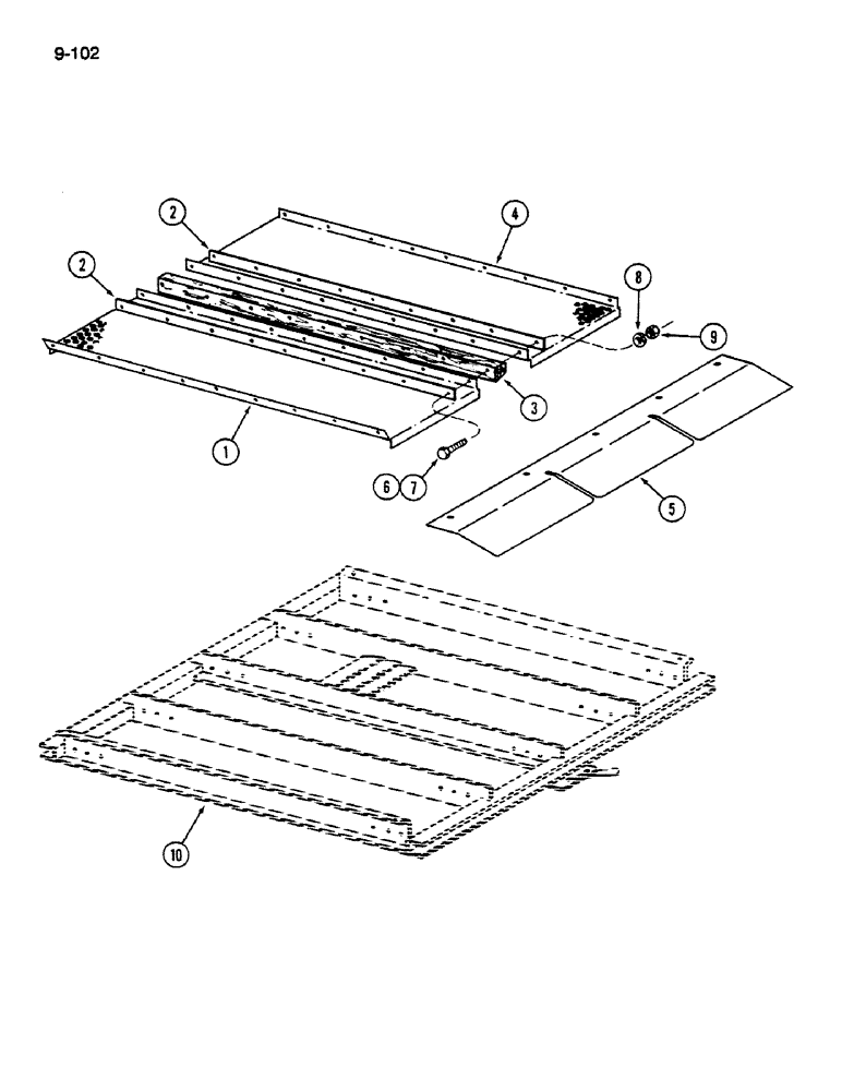 Схема запчастей Case IH 1620 - (9-102) - ALFALFA SHOE SIEVE ATTACHMENT (14) - ROTOR, CONCANVES & SIEVE