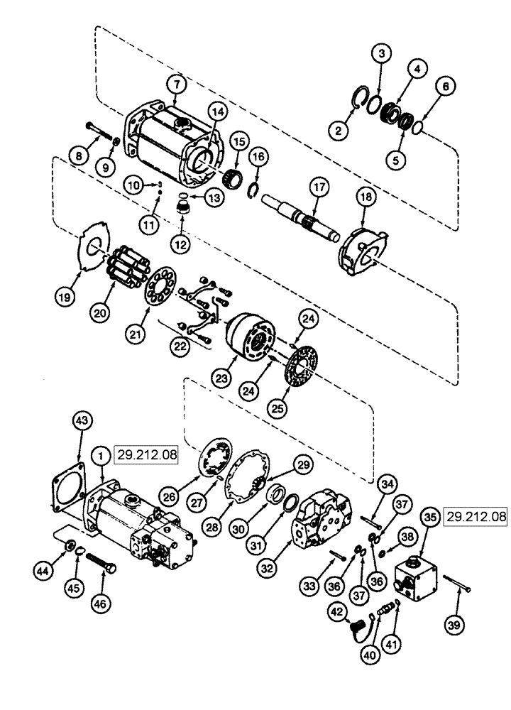 Схема запчастей Case IH 625 - (29.212.07) - MOTOR ASSY - HYDROSTATIC (29) - HYDROSTATIC DRIVE