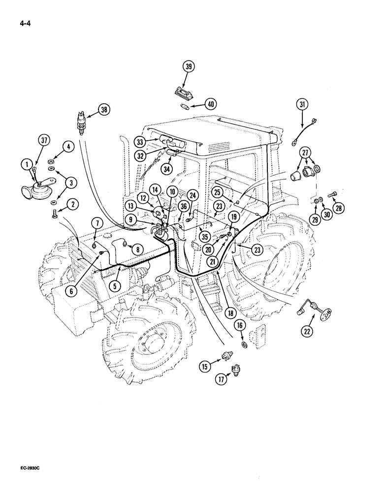 Схема запчастей Case IH 895 - (4-04) - CHASSIS HARNESS AND SWITCHES, TRACTOR WITH CAB (04) - ELECTRICAL SYSTEMS