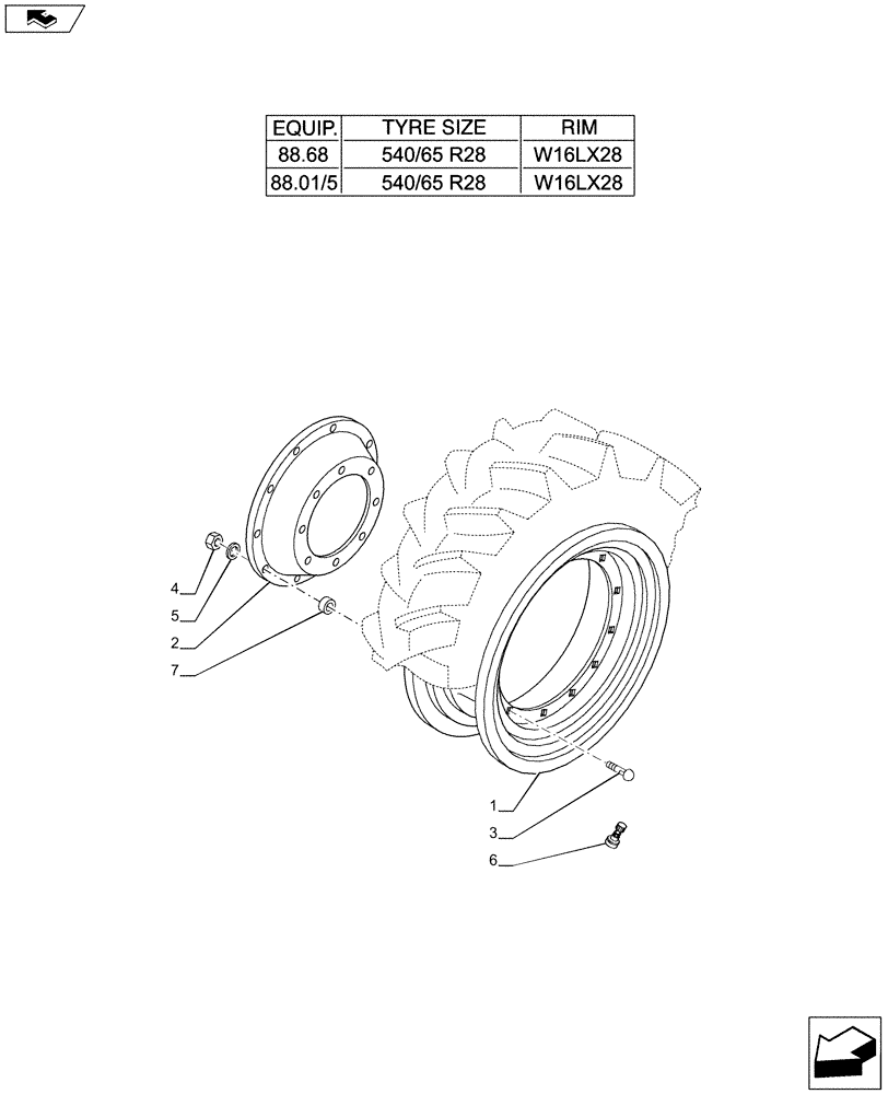 Схема запчастей Case IH PUMA 230 - (44.511.02[14]) - 4WD FRONT WHEELS (44) - WHEELS