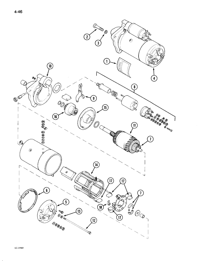 Схема запчастей Case IH 895 - (4-46) - STARTER MOTOR, LUCAS (04) - ELECTRICAL SYSTEMS