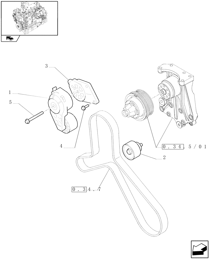 Схема запчастей Case IH PUMA 155 - (0.34.0/01) - WATER PUMP DRIVE (01) - ENGINE