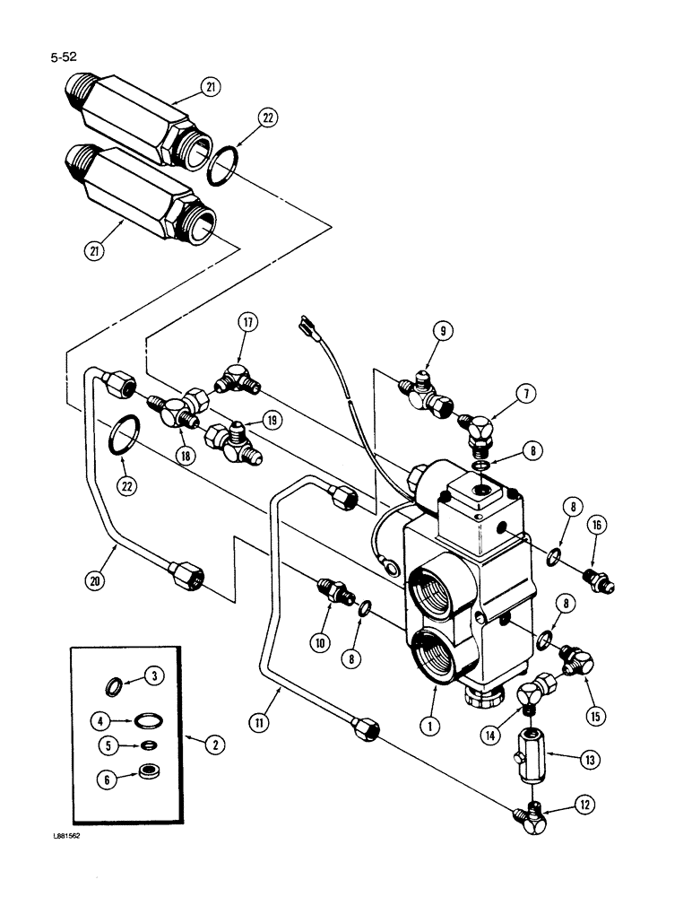 Схема запчастей Case IH 1640 - (5-52) - SELECTOR VALVE, POWER GUIDE AXLE, PRIOR TO P.I.N. JJC0034001 (04) - STEERING