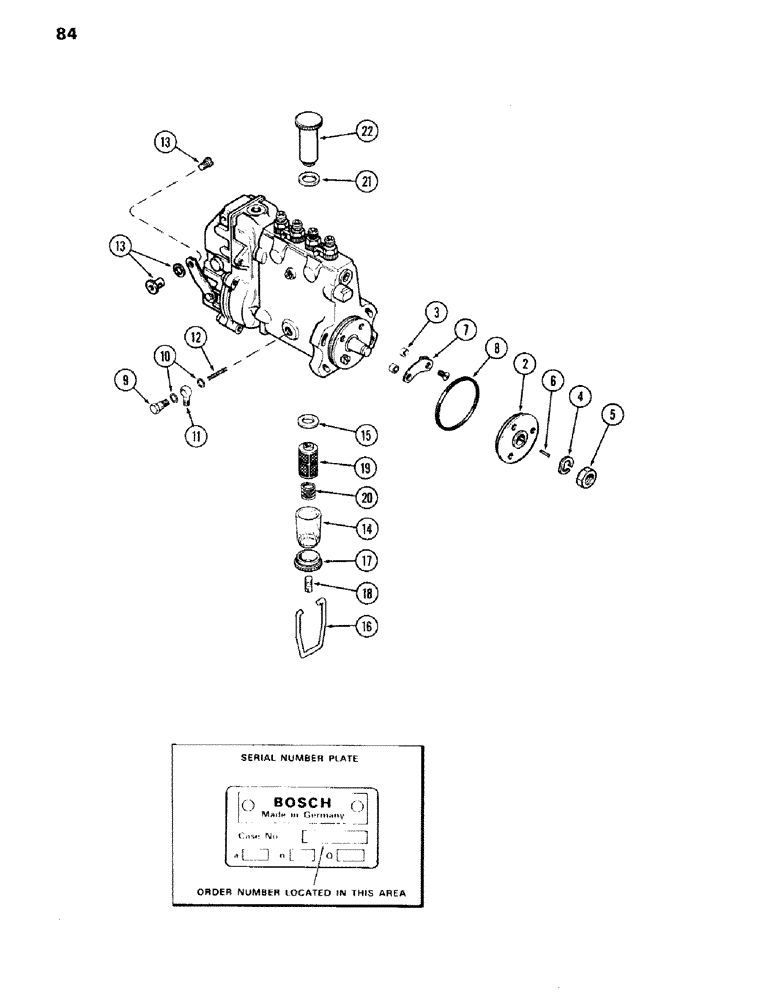 Схема запчастей Case IH 336BD - (084) - FUEL INJECTION PUMP, B, E, H, 336BDT TURBOCAHRGED ENGINES 