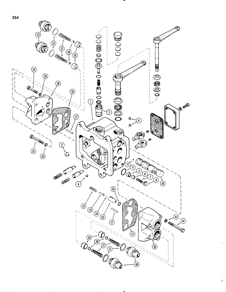 Схема запчастей Case IH 1270 - (354) - LEFT HAND REMOTE HYDRAULIC CONTROL VALVE, WITH RELIEF VALVE (08) - HYDRAULICS