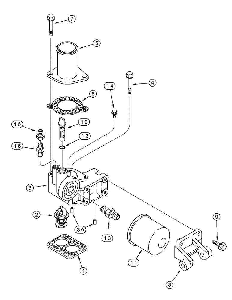 Схема запчастей Case IH 8940 - (2-042) - THERMOSTAT HOUSING AND WATER FILTER, 6T-830 AND 6TA-830 EMISSIONS CERTIFIED ENGINE (02) - ENGINE