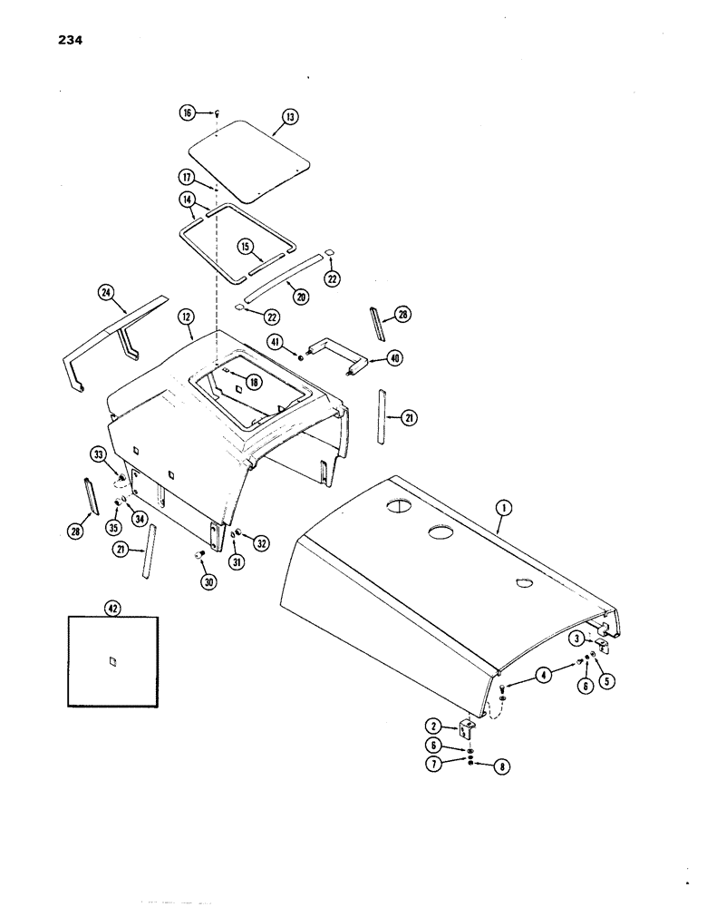 Схема запчастей Case IH 1270 - (234) - HOOD (09) - CHASSIS/ATTACHMENTS