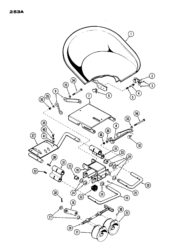 Схема запчастей Case IH 430 - (253A) - EASY RIDE SEAT, USED PRIOR TO TRAC. SER. NO. 8312174 (09) - CHASSIS/ATTACHMENTS