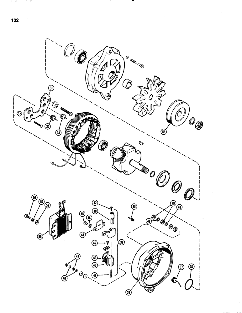 Схема запчастей Case IH 1070 - (0132) - A45304 ALTERNATOR, PRESTOLITE (04) - ELECTRICAL SYSTEMS