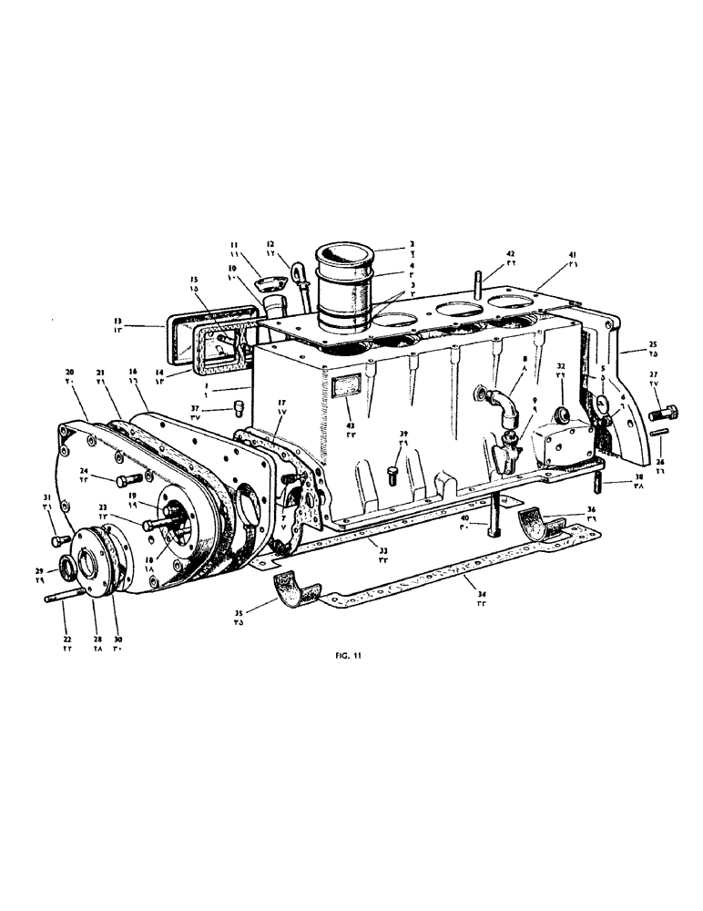 Схема запчастей Case IH 950 - (030) - CYLINDER BLOCK, SLEEVES, PLATES AND COVERS (02) - ENGINE