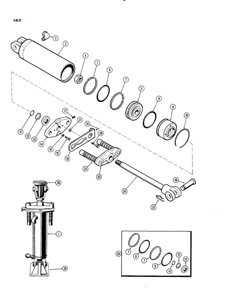 Схема запчастей Case IH 930-SERIES - (142) - 4 INCH X 8 INCH REMOTE HYDRAULIC CYLINDER, WITH MECHANICAL LIMIT STOP (08) - HYDRAULICS