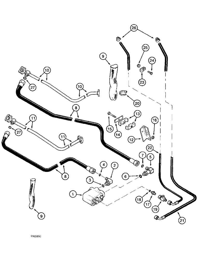 Схема запчастей Case IH 1688 - (5-26) - SELECTOR VALVE HYDRAULIC SYSTEM, POWER GUIDE AXLE (04) - STEERING